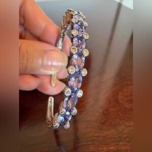 judith ripka sterling silver tanzanite cuff bangle bracelet size small RARE